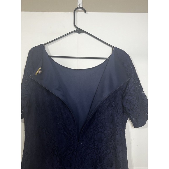 Dana Buchman Womens Sz XL Knee Length 3/4 Sleeve Lace Overlay Lined Dress Blue - Picture 8 of 10